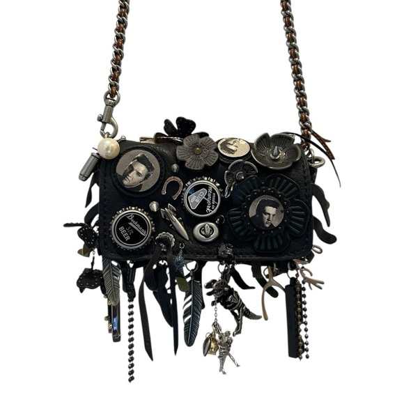 Coach Handbags - Coach Elvis Charm Bag Black & Silver
